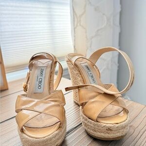 Jimmy Choo Beige Wedge Sandals